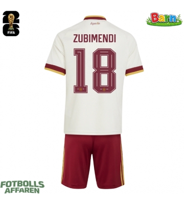 Spanien Martin Zubimendi #18 Bortaställ Barn VM 2026 Kortärmad (+ Korta byxor)